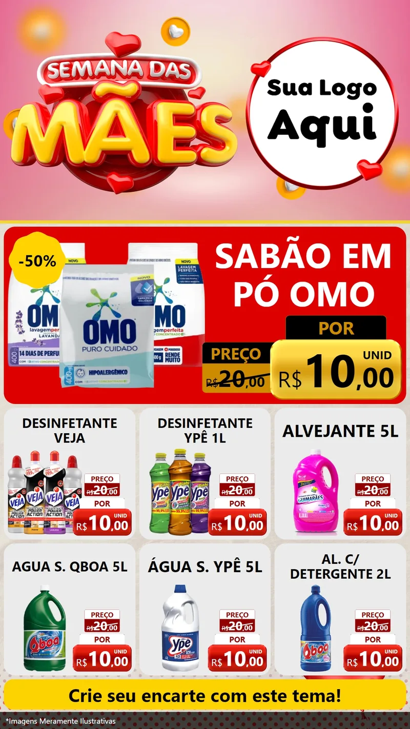 Modelo de Rede Social para Stories com o tema Semana das Mães para Produtos de Limpeza
