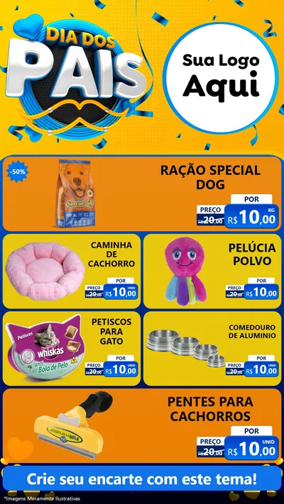 Modelo de TV para TV Vertical com o tema Dia dos Pais para Pet Shop