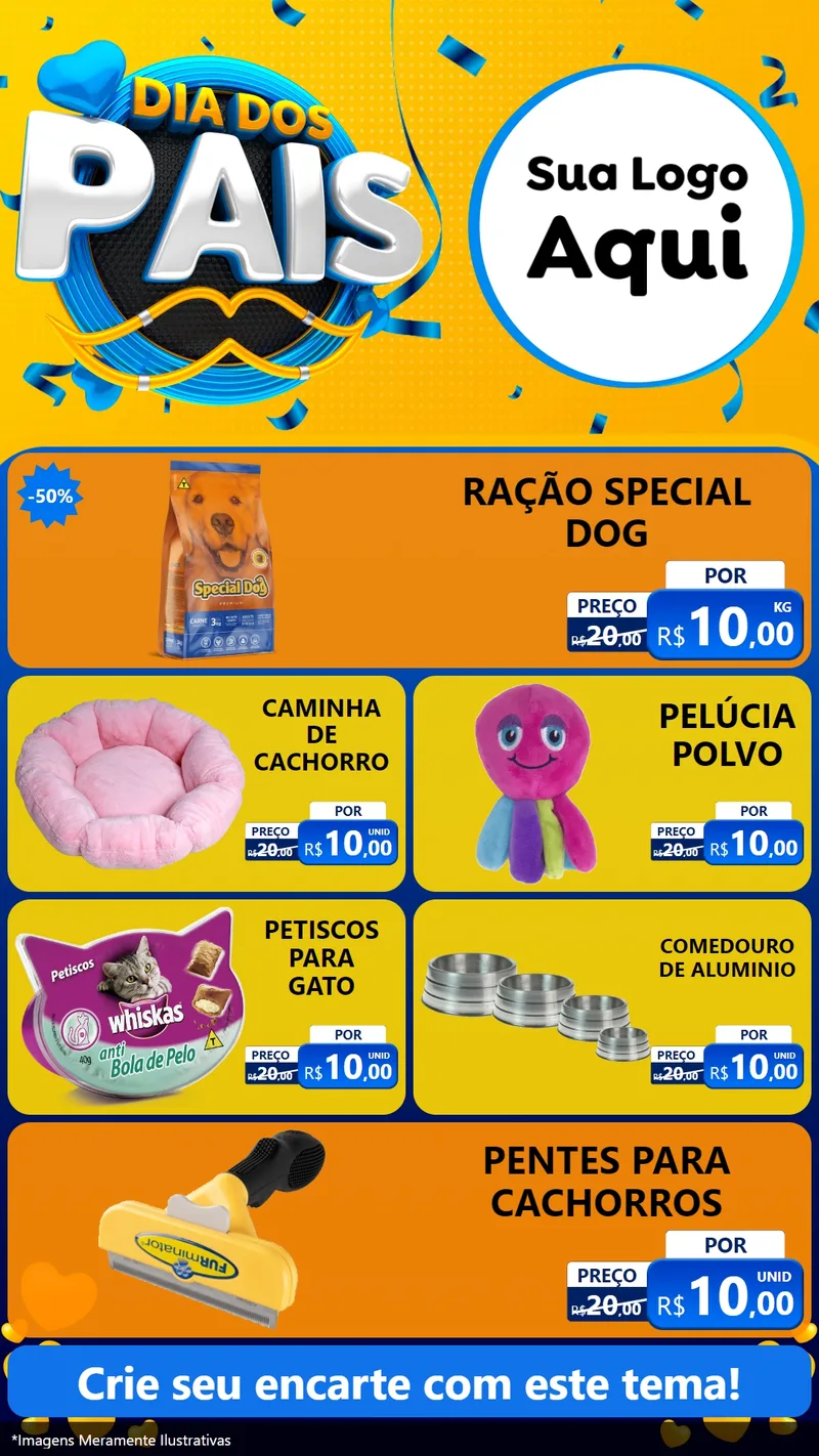 Modelo de TV para TV Vertical com o tema Dia dos Pais para Pet Shop