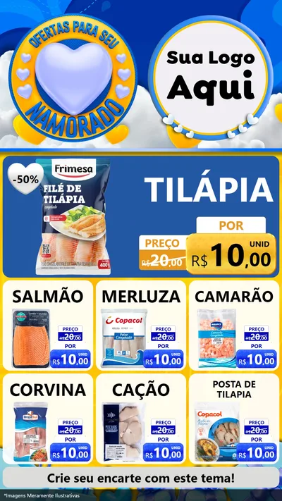 Modelo de Rede Social para Stories com o tema Ofertas Para Seu Namorado para Peixaria