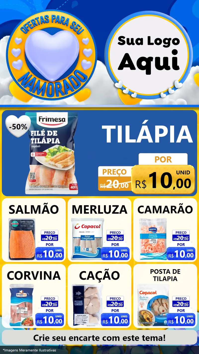 Modelo de Rede Social para Stories com o tema Ofertas Para Seu Namorado para Peixaria