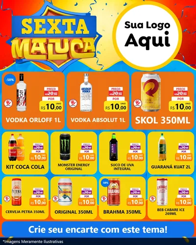 Modelo de Rede Social para Feed Instagram com o tema Sexta Maluca para Distribuidora de bebidas