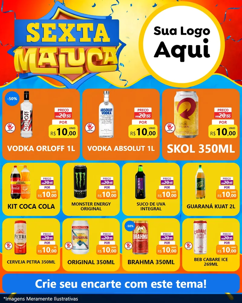 Modelo de Rede Social para Feed Instagram com o tema Sexta Maluca para Distribuidora de bebidas