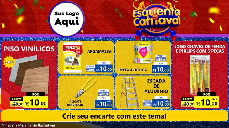 Modelo de TV para TV Horizontal com o tema Esquenta de Carnaval para Material para Construção