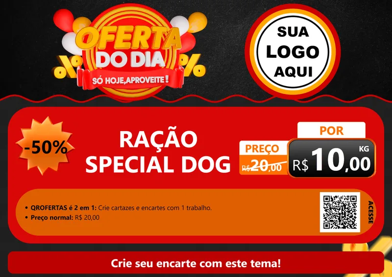 Modelo de Cartaz para Cartaz A4 Horizontal com o tema Oferta do Dia - Só hoje, Aproveite! para Pet Shop
