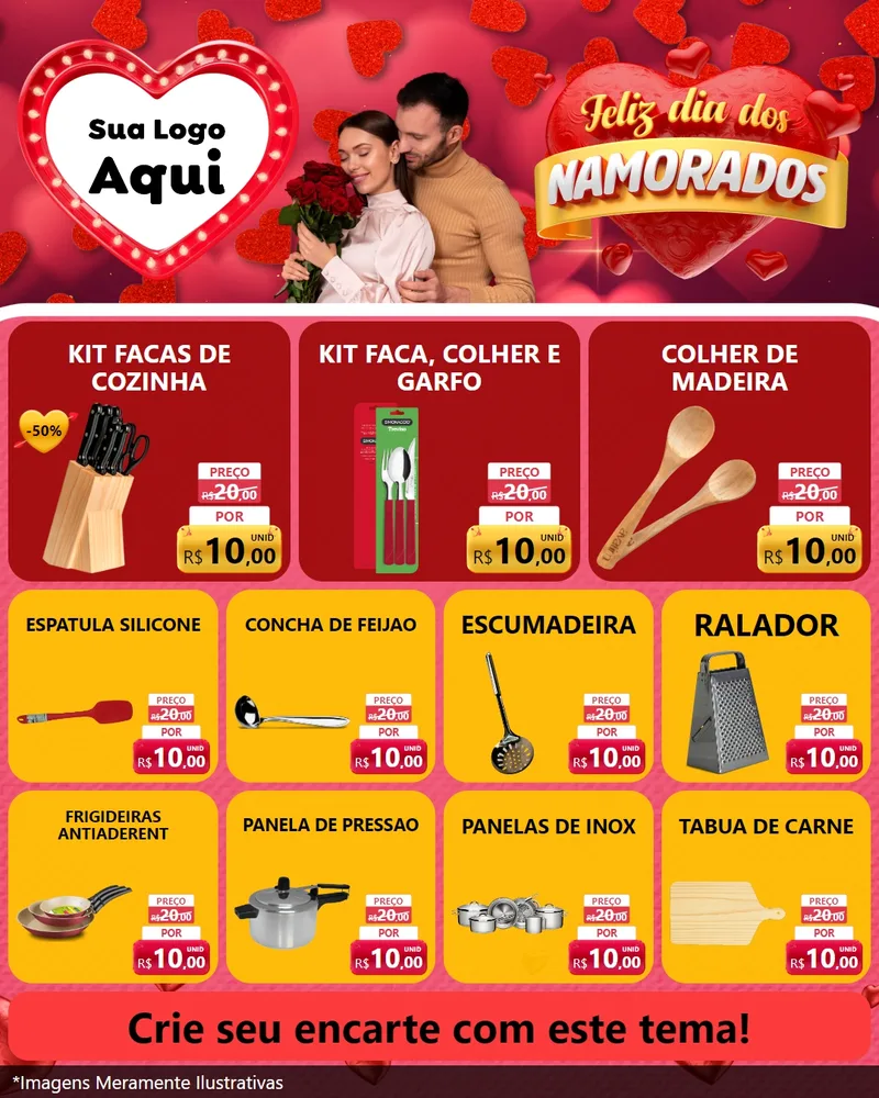 Modelo de Rede Social para Feed Instagram com o tema Feliz Dia Dos Namorados para Utilidades Domésticas