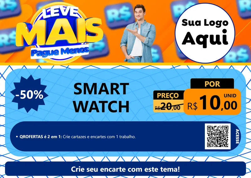 Modelo de Cartaz para Cartaz A4 Horizontal com o tema Leve Mais, Pague Menos para Informática