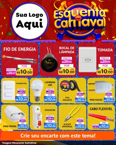 Modelo de Rede Social para Feed Instagram com o tema Esquenta de Carnaval para Materiais Elétricos