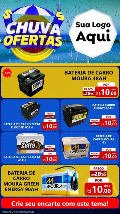 Modelo de TV para TV Vertical com o tema Chuva de Ofertas para Baterias Elétricas
