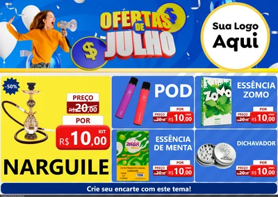 Modelo de Encarte para Encarte A4 Horizontal com o tema Ofertas de Julho para Tabacaria