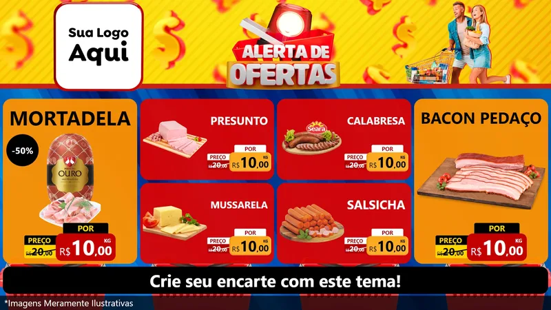 Modelo de TV para TV Horizontal com o tema Alerta de Ofertas para Frios e Laticínios