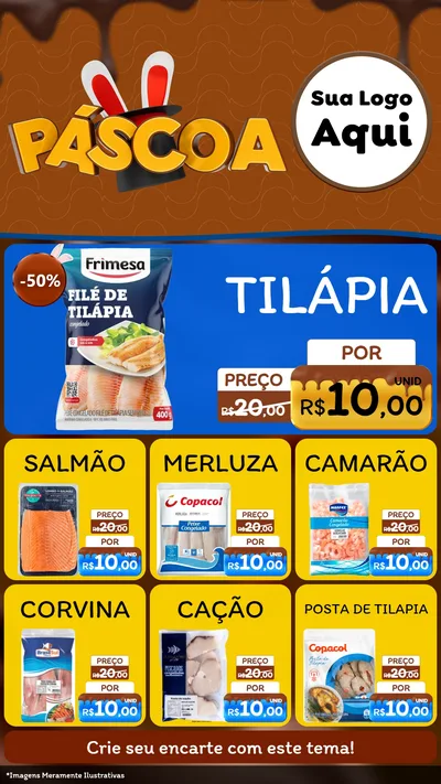 Modelo de Rede Social para Stories com o tema Páscoa para Peixaria
