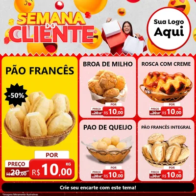 Modelo de Rede Social para Feed Facebook com o tema Semana do Cliente para Padaria