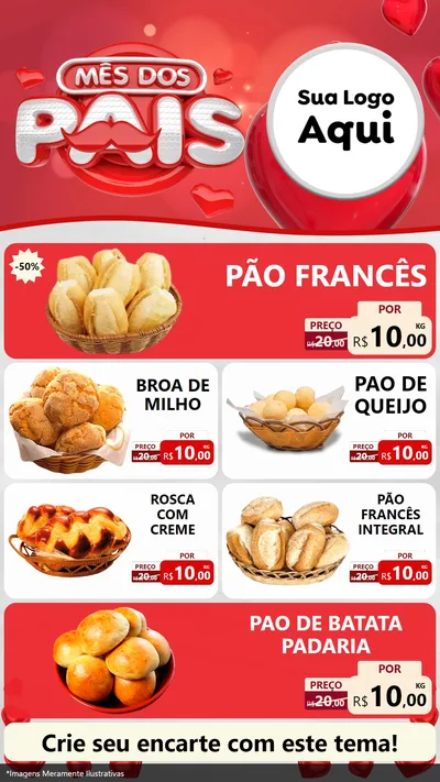 Modelo de TV para TV Vertical com o tema Mês dos Pais para Padaria