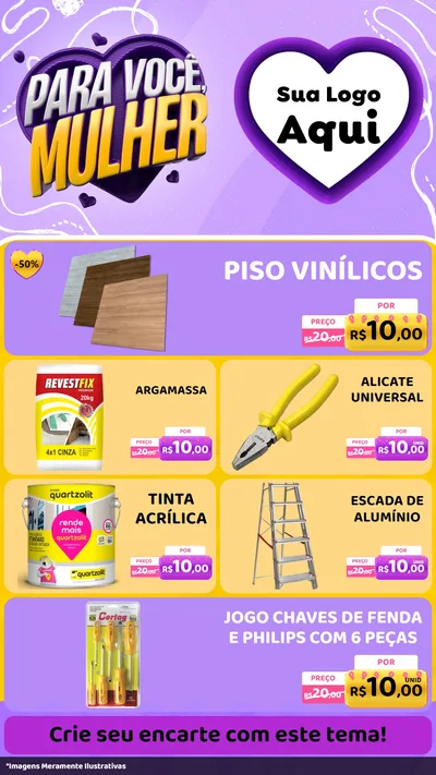 Modelo de TV para TV Vertical com o tema Para Você, Mulher para Material para Construção