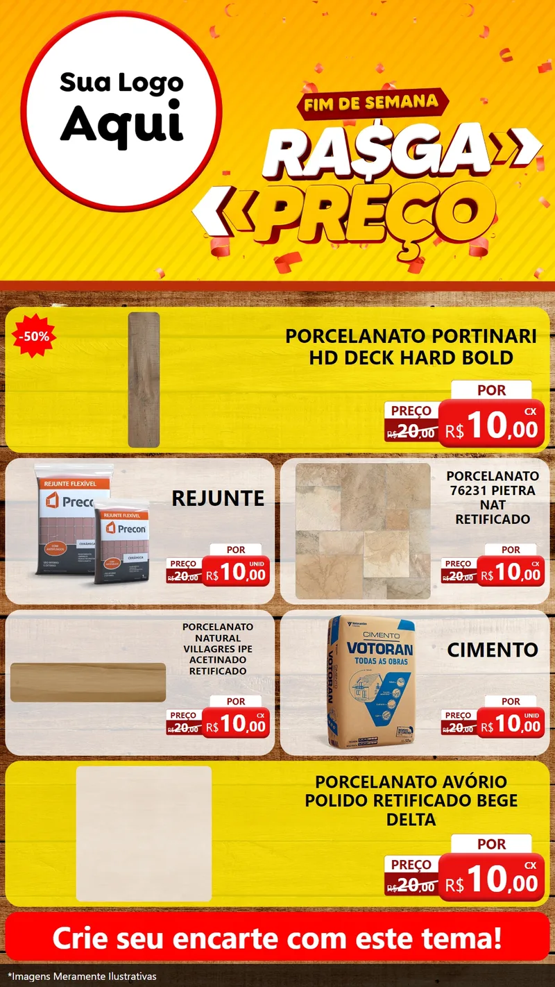 Modelo de TV para TV Vertical com o tema Fim de Semana Rasga Preços para Pisos e revestimentos