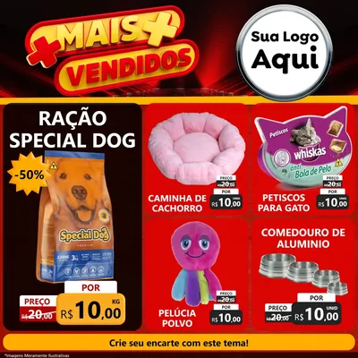 Modelo de Rede Social para Feed Facebook com o tema Mais Vendidos para Pet Shop