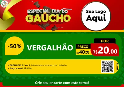 Modelo de Cartaz para Cartaz A4 Horizontal com o tema Especial Dia do Gaúcho para Ferragens