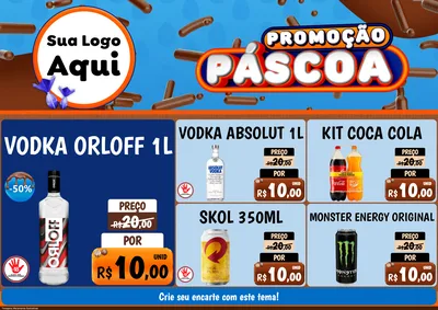 Modelo de Encarte para Encarte A4 Horizontal com o tema Promoção Páscoa para Distribuidora de bebidas