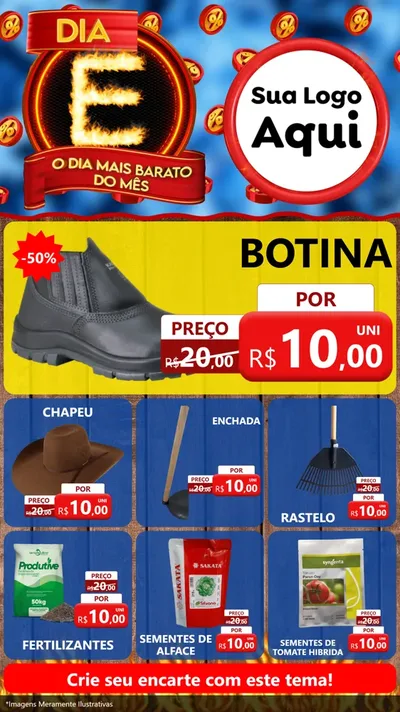 Modelo de Rede Social para Stories com o tema Dia E - O Dia Mais Barato Do Mês para Agropecuária