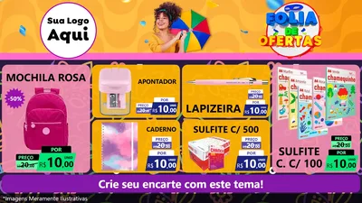 Modelo de TV para TV Horizontal com o tema Folia de Ofertas para Papelaria