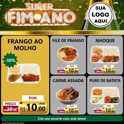 Modelo de Rede Social para Feed Facebook com o tema Super Fim de Ano para Restaurante