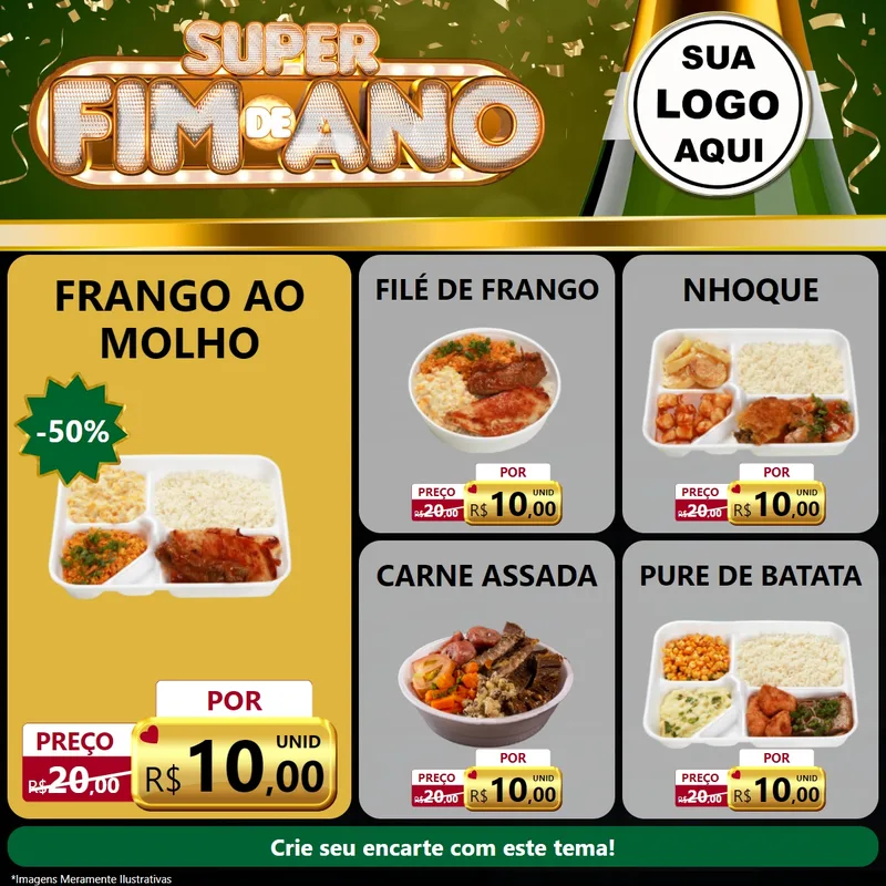 Modelo de Rede Social para Feed Facebook com o tema Super Fim de Ano para Restaurante