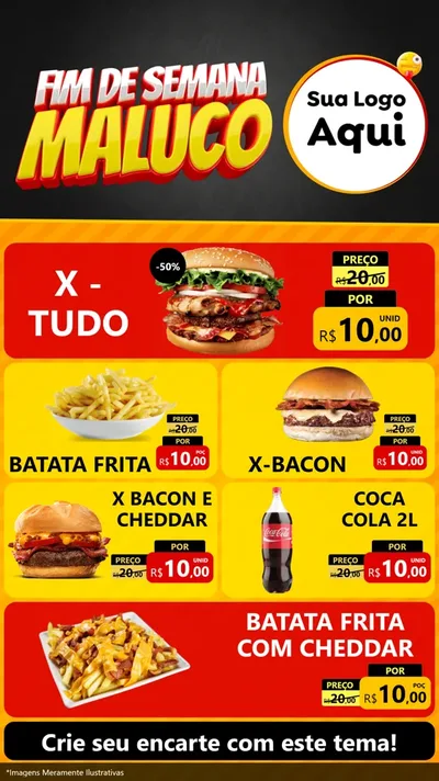 Modelo de TV para TV Vertical com o tema Final de Semana Maluco para Hamburgueria