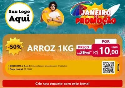 Modelo de Cartaz para Cartaz A4 Horizontal com o tema Janeiro de Promoção para Supermercado