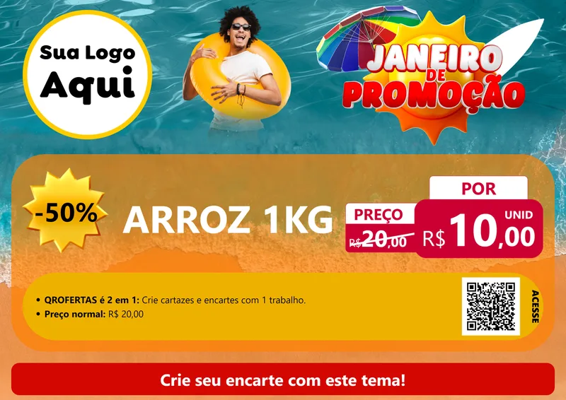 Modelo de Cartaz para Cartaz A4 Horizontal com o tema Janeiro de Promoção para Supermercado