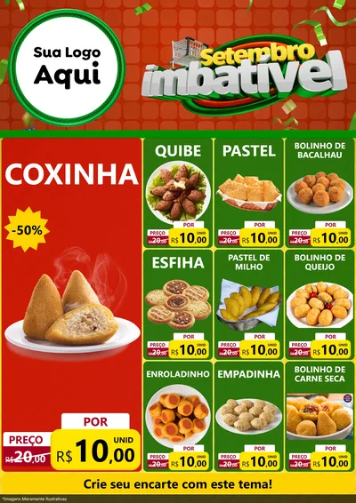 Modelo de Encarte para Encarte A4 Vertical com o tema Setembro Imbatível para Salgadaria