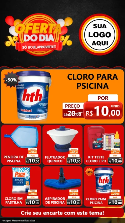 Modelo de Rede Social para Stories com o tema Oferta do Dia - Só hoje, Aproveite! para Produtos para Piscina