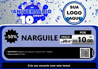 Modelo de Cartaz para Cartaz A4 Horizontal com o tema Promoção de Aniversário - 10 Anos para Tabacaria