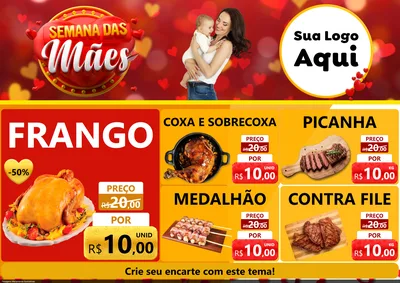 Modelo de Encarte para Encarte A4 Horizontal com o tema Semana das Mães para Assados