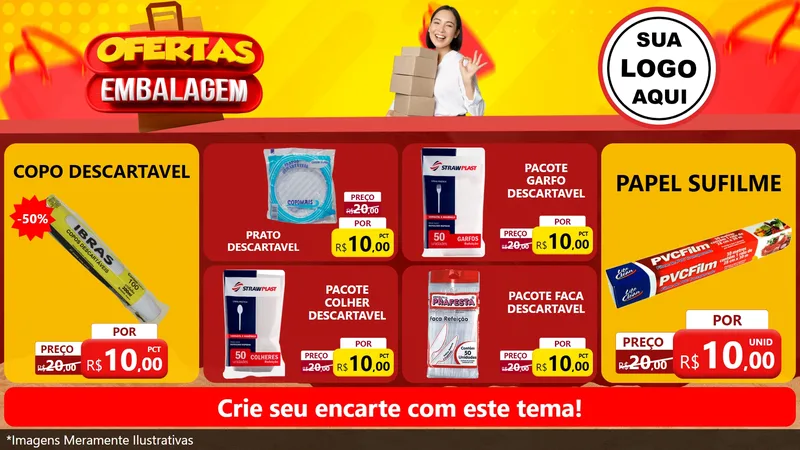 Modelo de TV para TV Horizontal com o tema Ofertas Embalagem para Embalagens