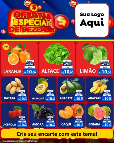 Modelo de Rede Social para Feed Instagram com o tema Ofertas Especiais de Dezembro para Hortifrúti