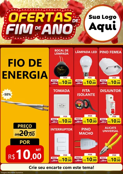 Modelo de Encarte para Encarte A4 Vertical com o tema Ofertas de Fim de Ano para Materiais Elétricos