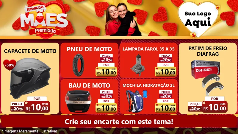 Modelo de TV para TV Horizontal com o tema Semana das Mães Premiada para Moto peças