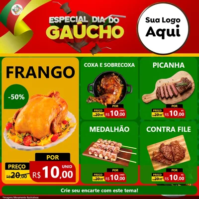 Modelo de Rede Social para Feed Facebook com o tema Especial Dia do Gaúcho para Assados