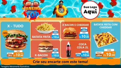 Modelo de TV para TV Horizontal com o tema Janeiro Top para Hamburgueria