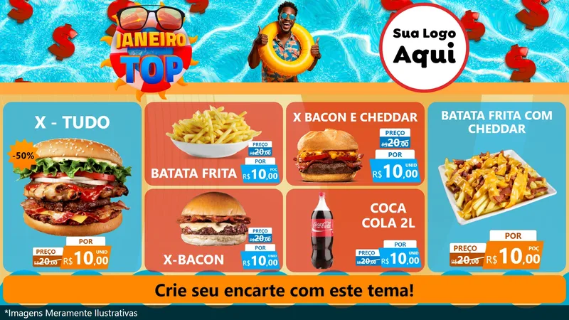 Modelo de TV para TV Horizontal com o tema Janeiro Top para Hamburgueria