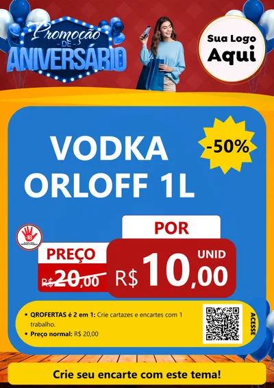 Modelo de Cartaz para Cartaz A4 Vertical com o tema Promoção de Aniversário para Distribuidora de bebidas