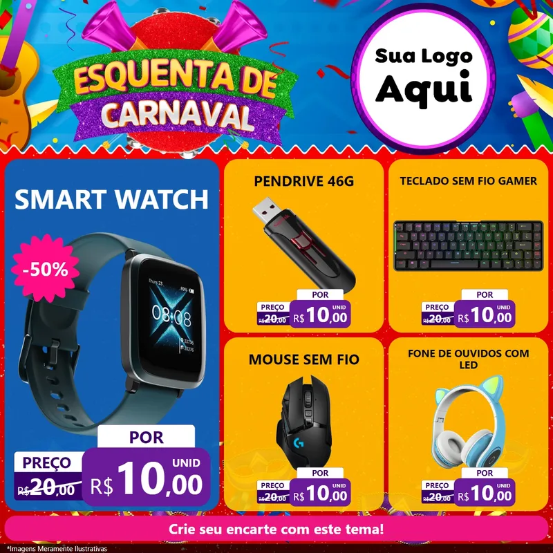 Modelo de Rede Social para Feed Facebook com o tema Esquenta de Carnaval para Informática