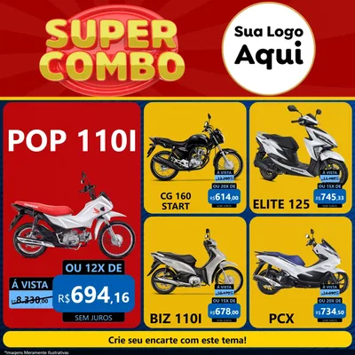 Modelo de Rede Social para Feed Facebook com o tema Super Combo para Concessionaria de Motos