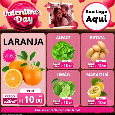 Modelo de Rede Social para Feed Facebook com o tema Valentine's Day para Hortifrúti