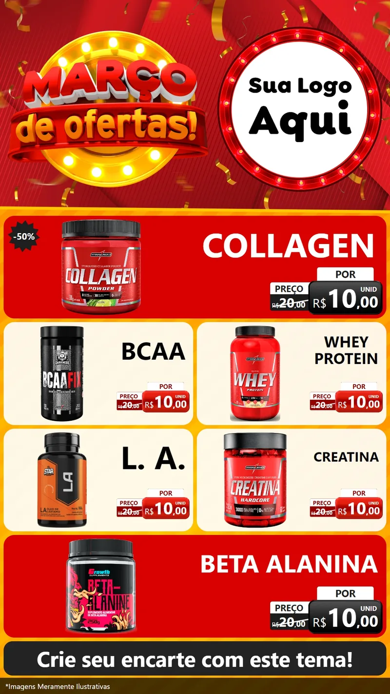 Modelo de TV para TV Vertical com o tema Março de Ofertas! para Suplementos alimentares