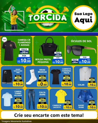 Modelo de Rede Social para Feed Instagram com o tema Torcida para Roupas e acessórios