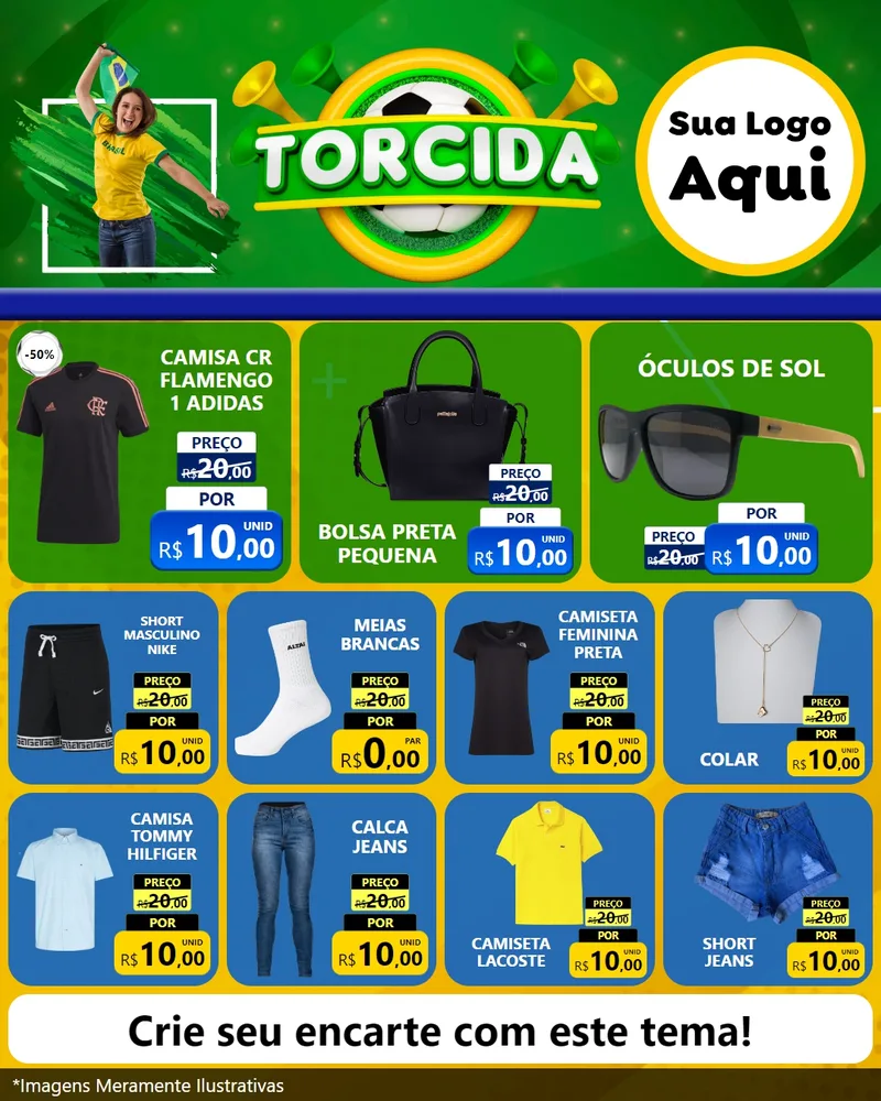Modelo de Rede Social para Feed Instagram com o tema Torcida para Roupas e acessórios