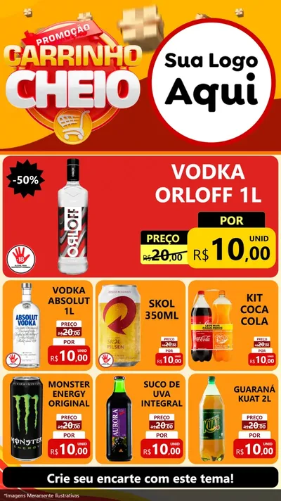 Modelo de Rede Social para Stories com o tema Promoção carrinho cheio para Distribuidora de bebidas
