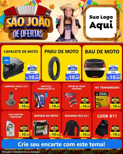 Modelo de Rede Social para Feed Instagram com o tema São João de Ofertas para Moto peças